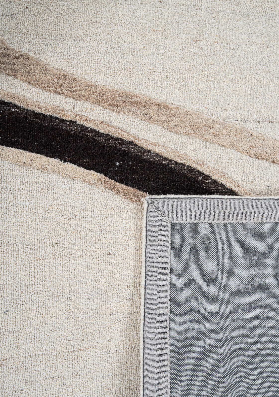 Ivory, Beige & Black Abstract Curve Natural Wool Rug — Square 7