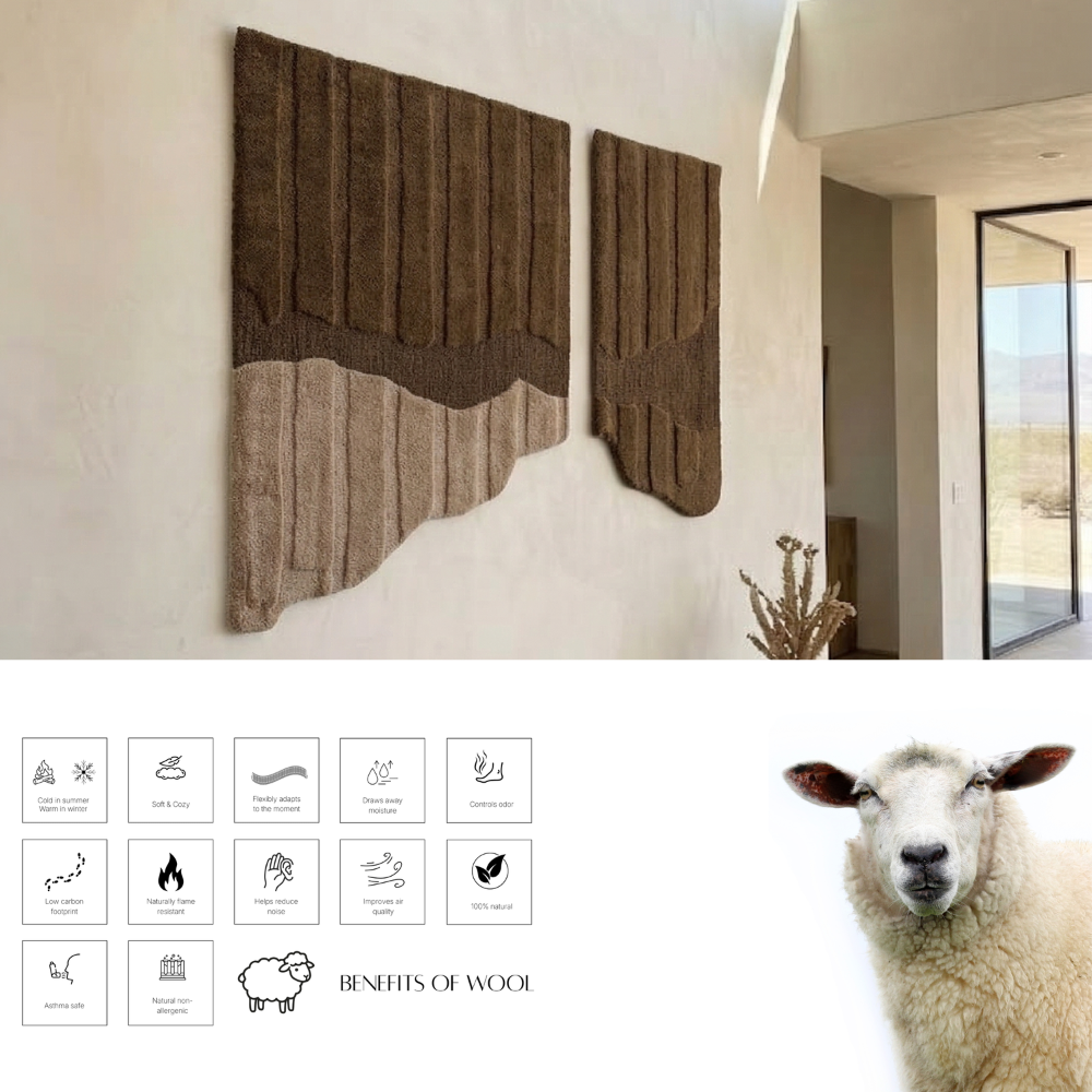 Brown & Tan Wave Stripe Wool Wall Art (2-Panel Set) 9