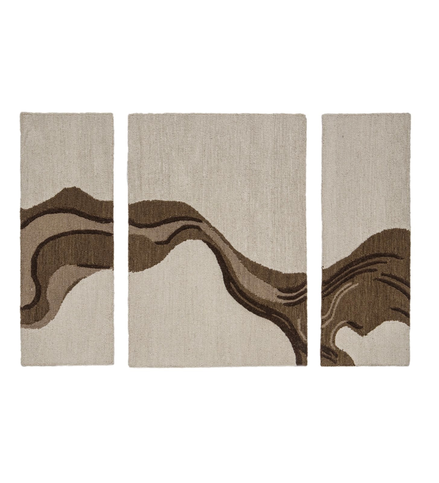 Ivory & Brown Abstract Wave Wool Wall Art (3-Panel Set) 10