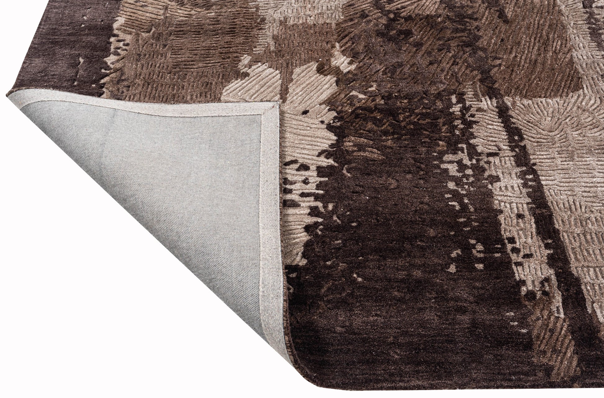 Chocolate handmade wool and silk rug