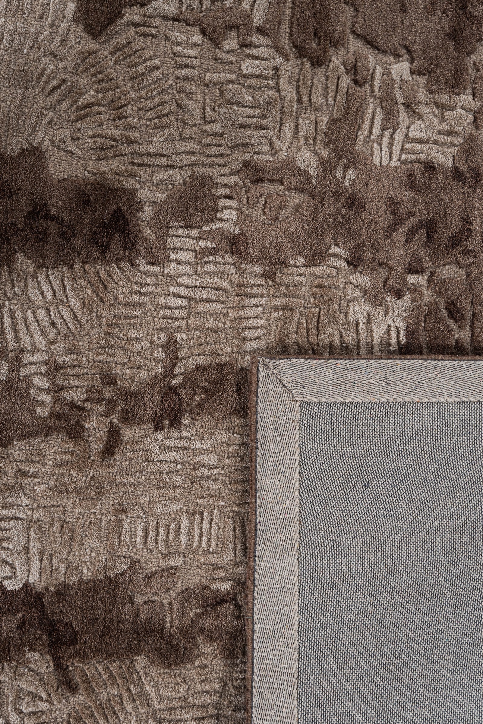Smoke handmade wool and silk rug