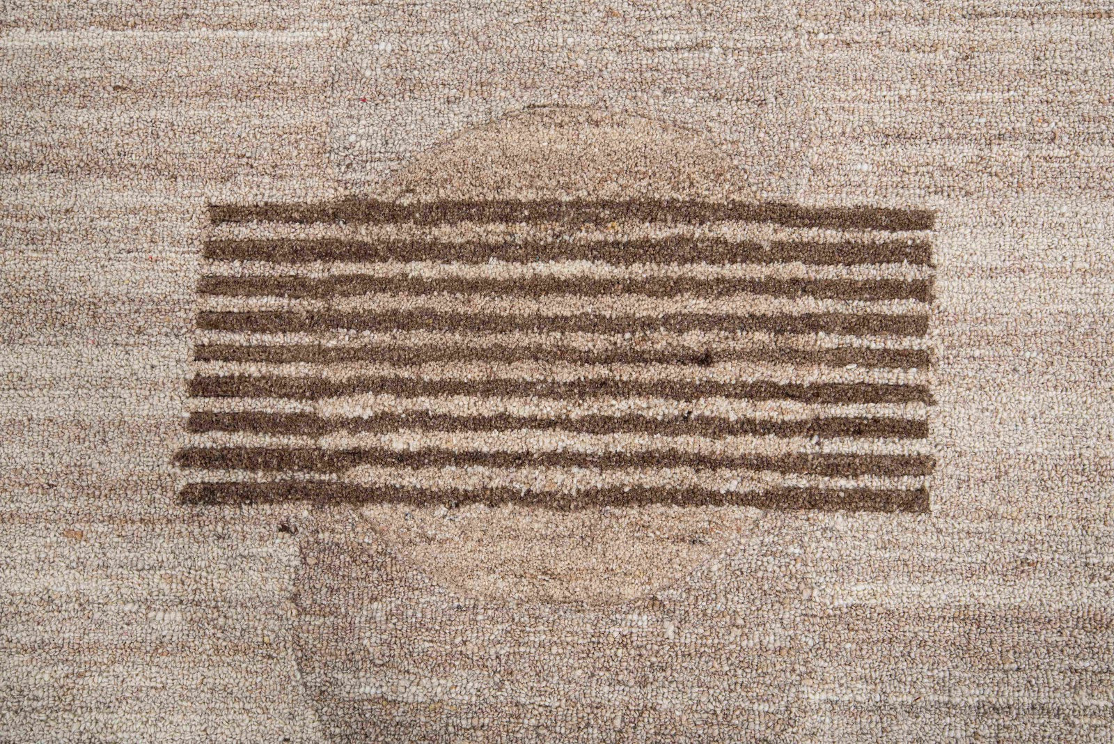 Brown, Beige & Black Abstract Organic Wool Rug — Round 4