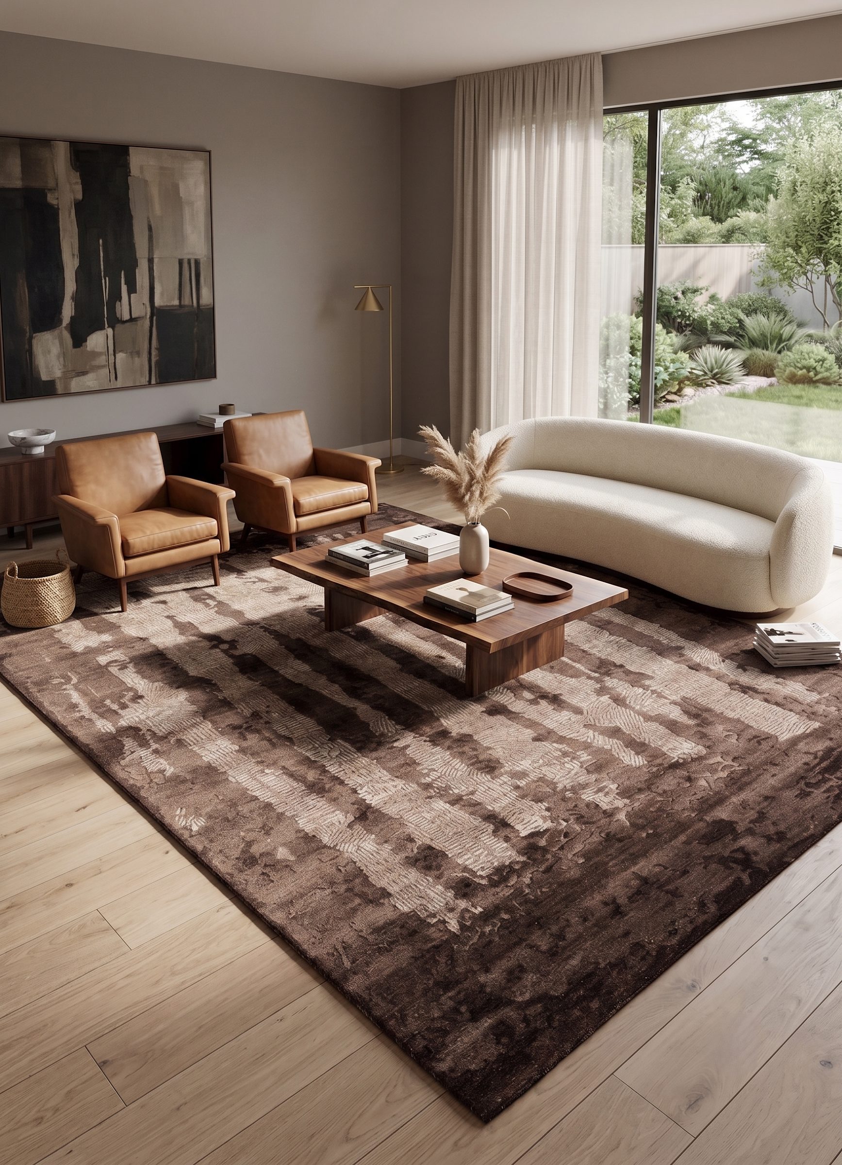 Smoke handmade wool and silk rug