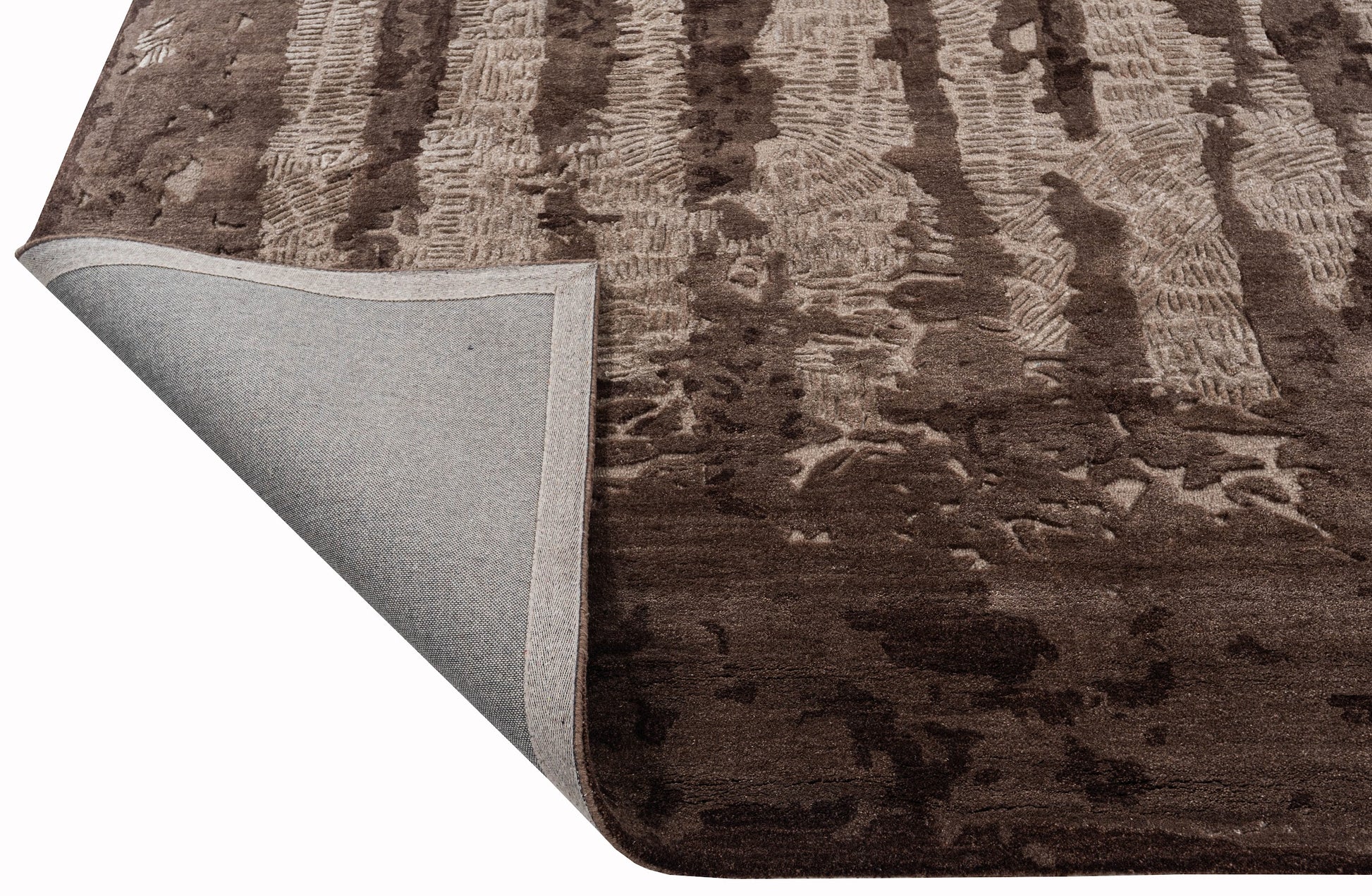 Smoke handmade wool and silk rug