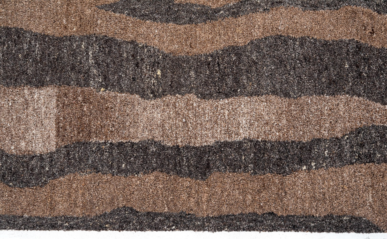 Brown, Charcoal & Beige Abstract Drip Pattern Natural Wool Rug — Square 7