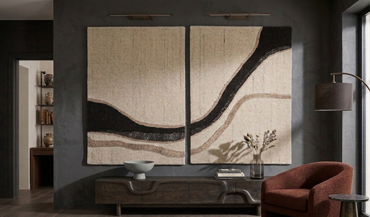 Brown & Tan Wave Stripe Wool Wall Art (2-Panel Set) 10