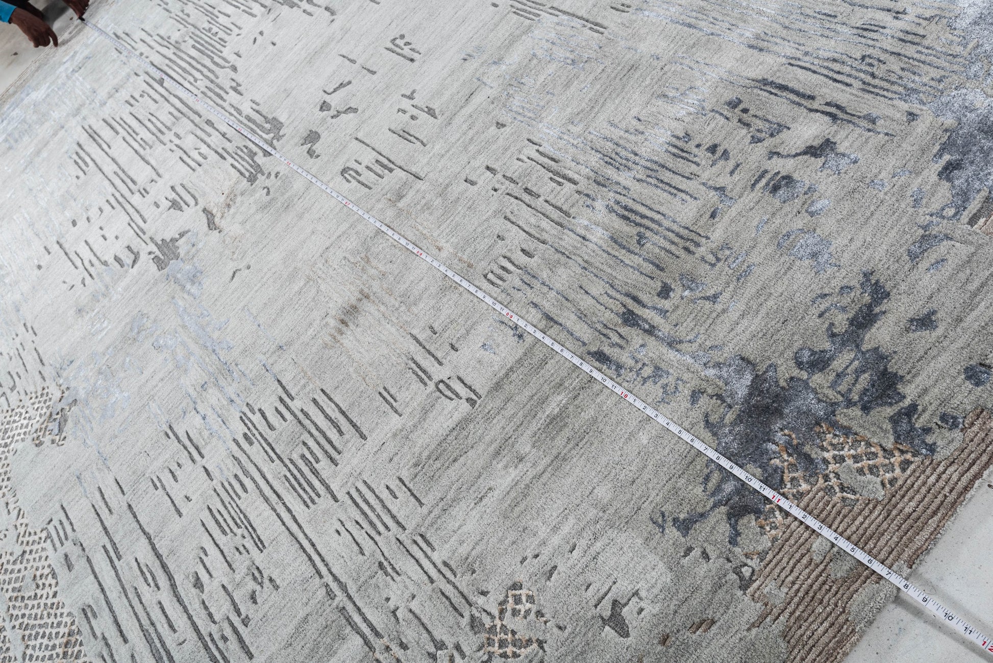 Denim handmade wool and silk rug