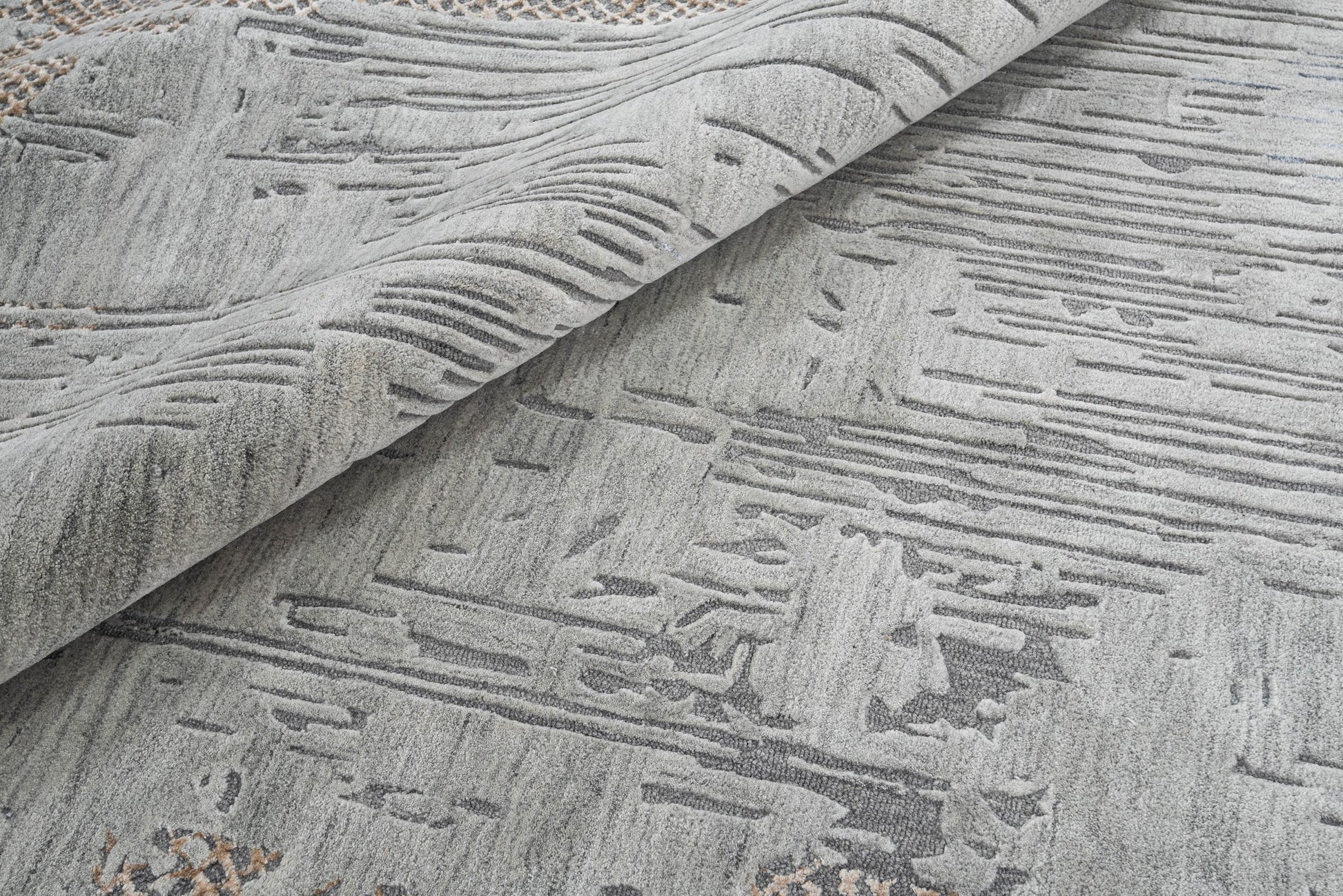 Denim handmade wool and silk rug