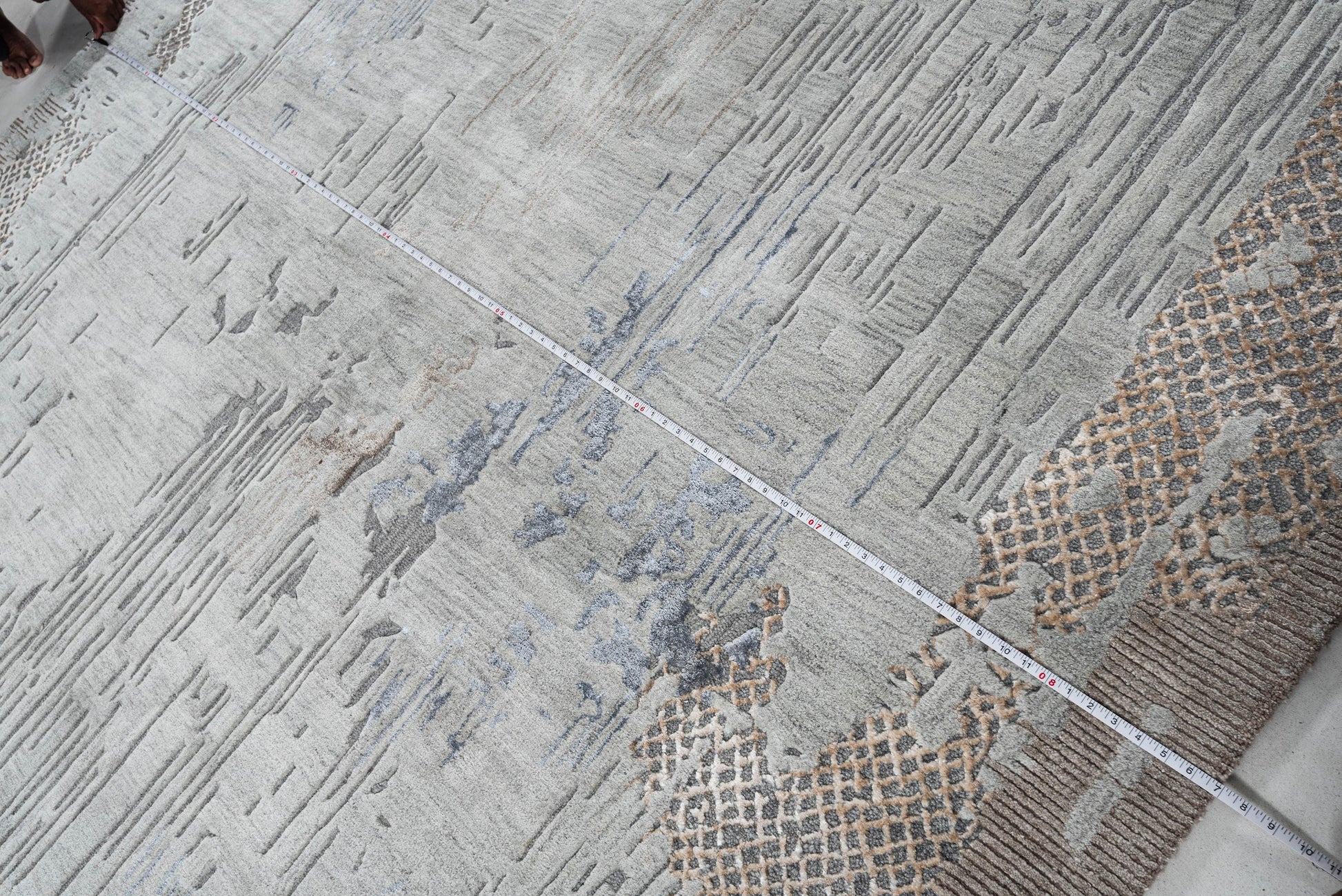 Denim handmade wool and silk rug