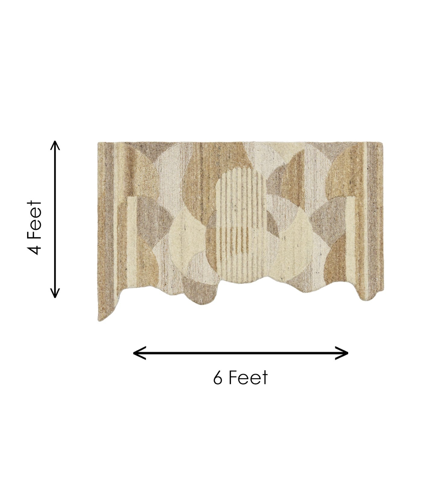 Beige & Tan Circle Stripe Wool Wall Art, Scalloped Edge 8