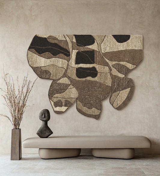 Brown, Beige & Black Abstract Leaf Wool Wall Art 6