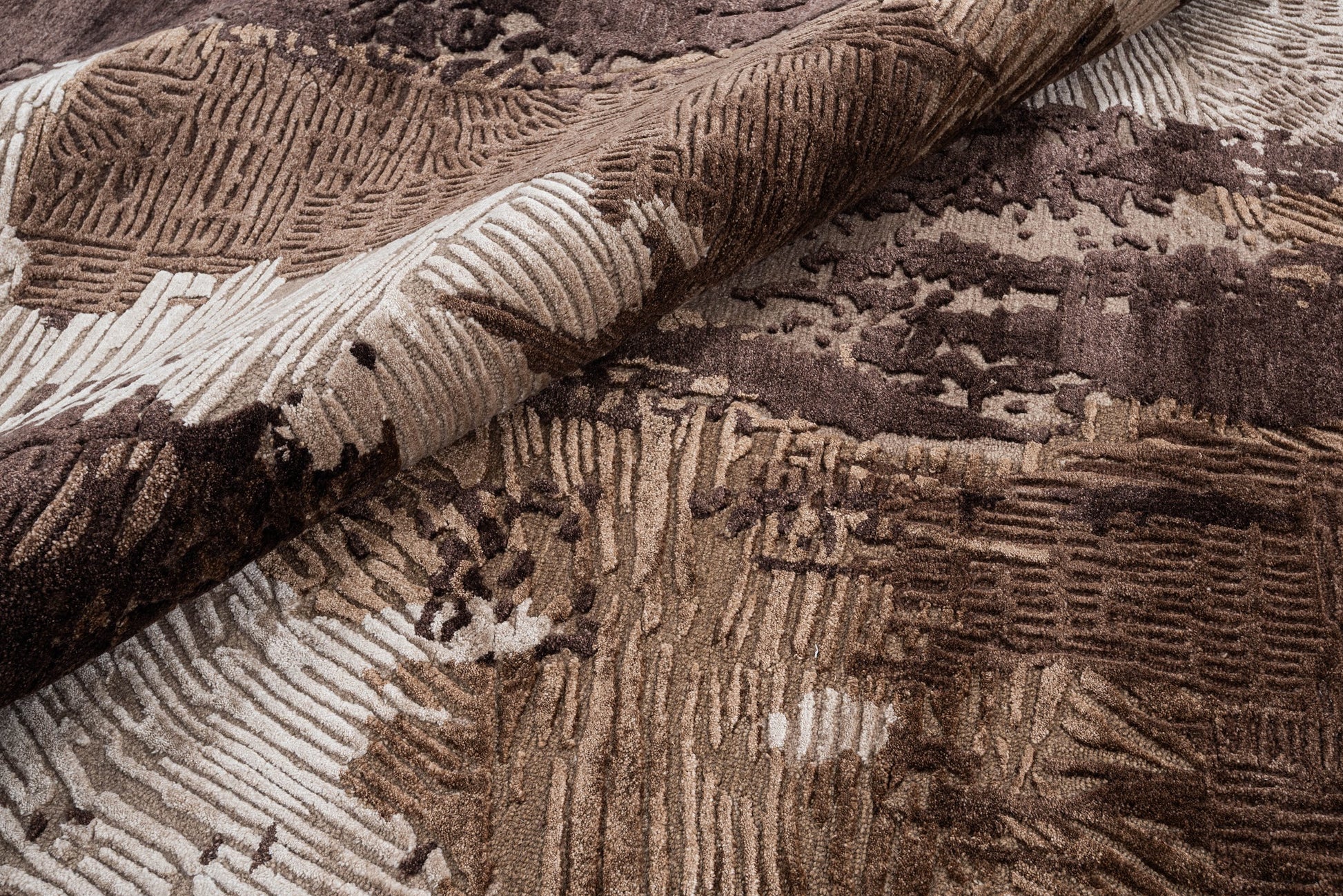 Chocolate handmade wool and silk rug