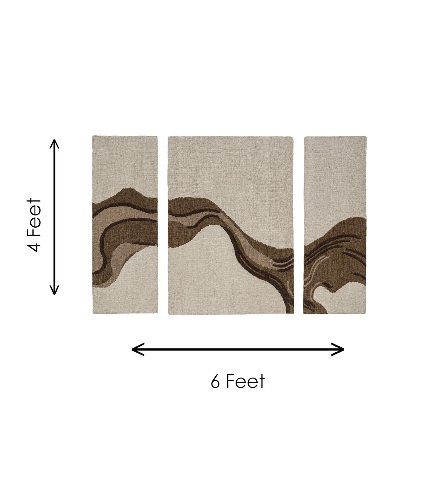 Ivory & Brown Abstract Wave Wool Wall Art (3-Panel Set) 7