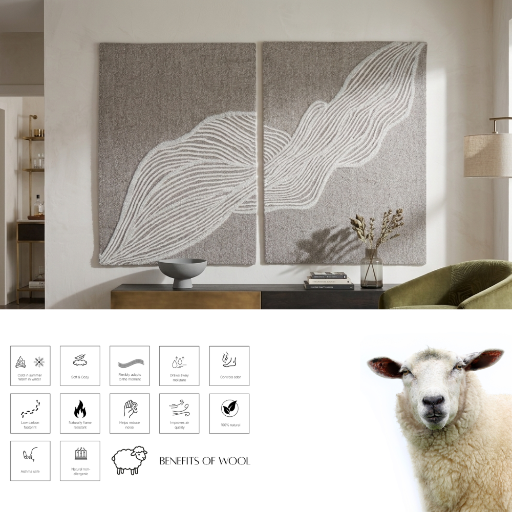 Ivory & Grey Abstract Branch Wool Wall Art 1