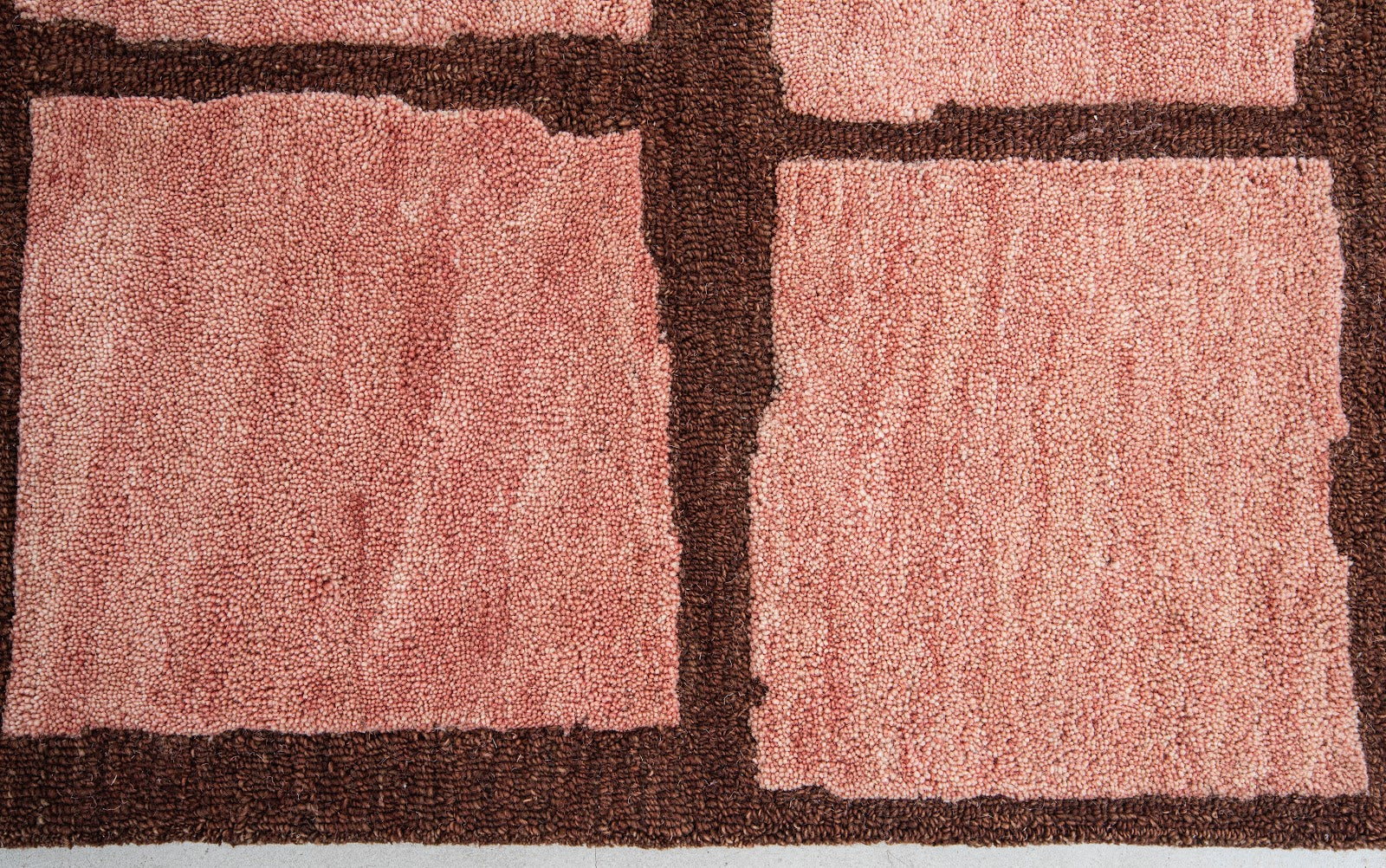 Blush Pink Modern Block Pattern Wool Rug — Square 8