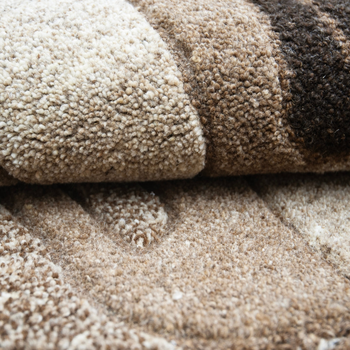 Beige & Ivory Abstract Organic Natural Wool Rug — Shaped 3