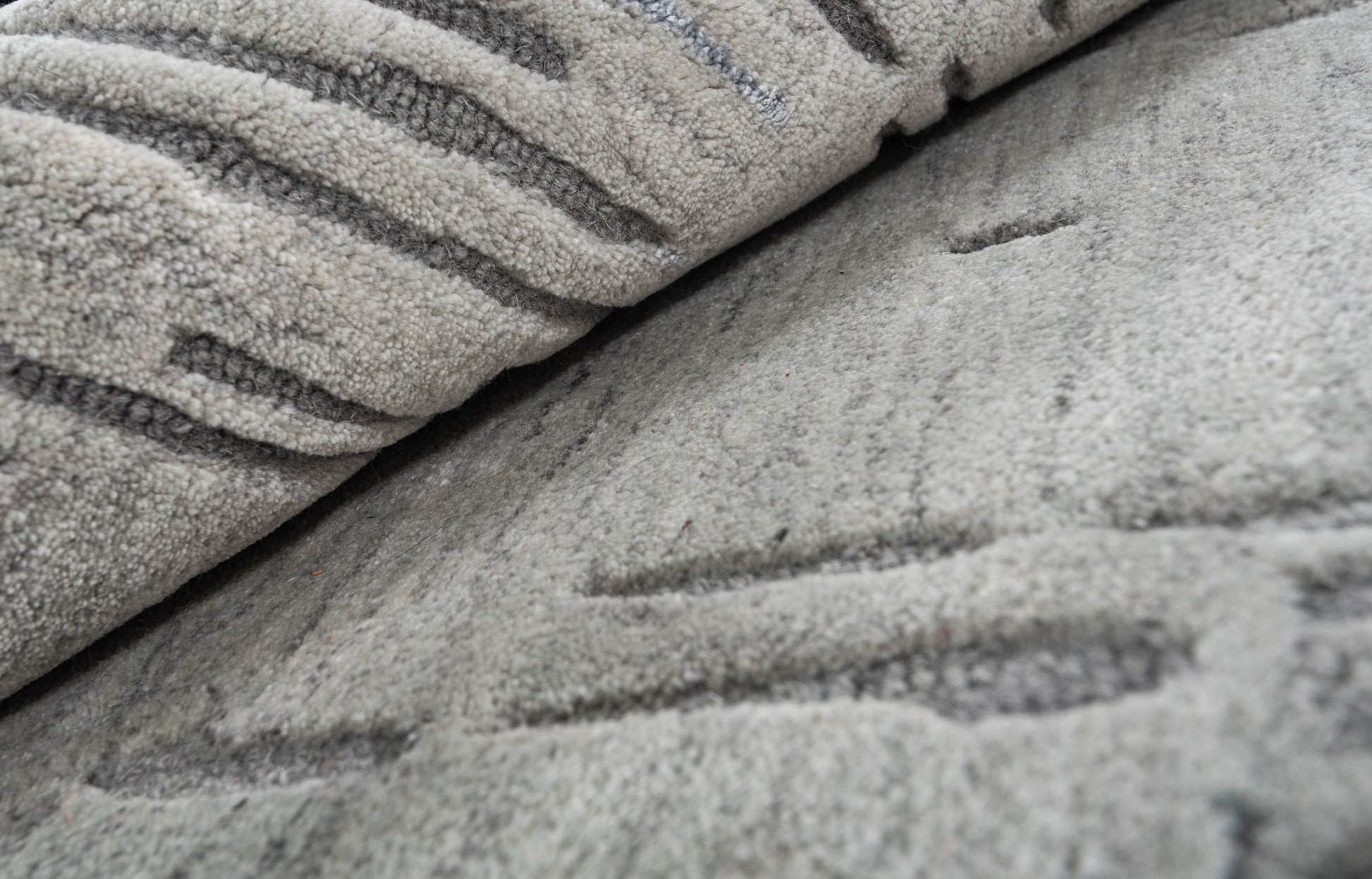 Denim handmade wool and silk rug