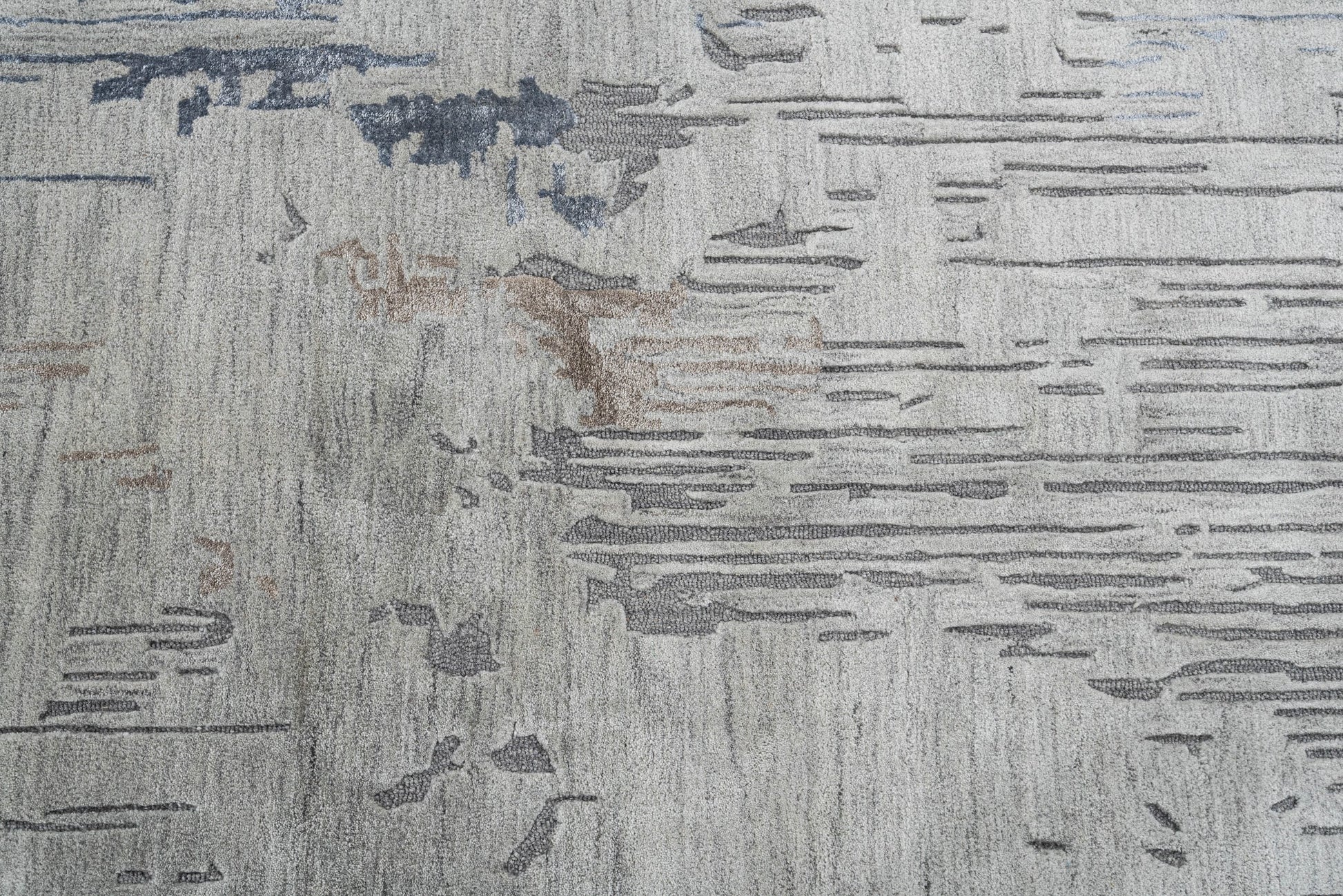 Denim handmade wool and silk rug