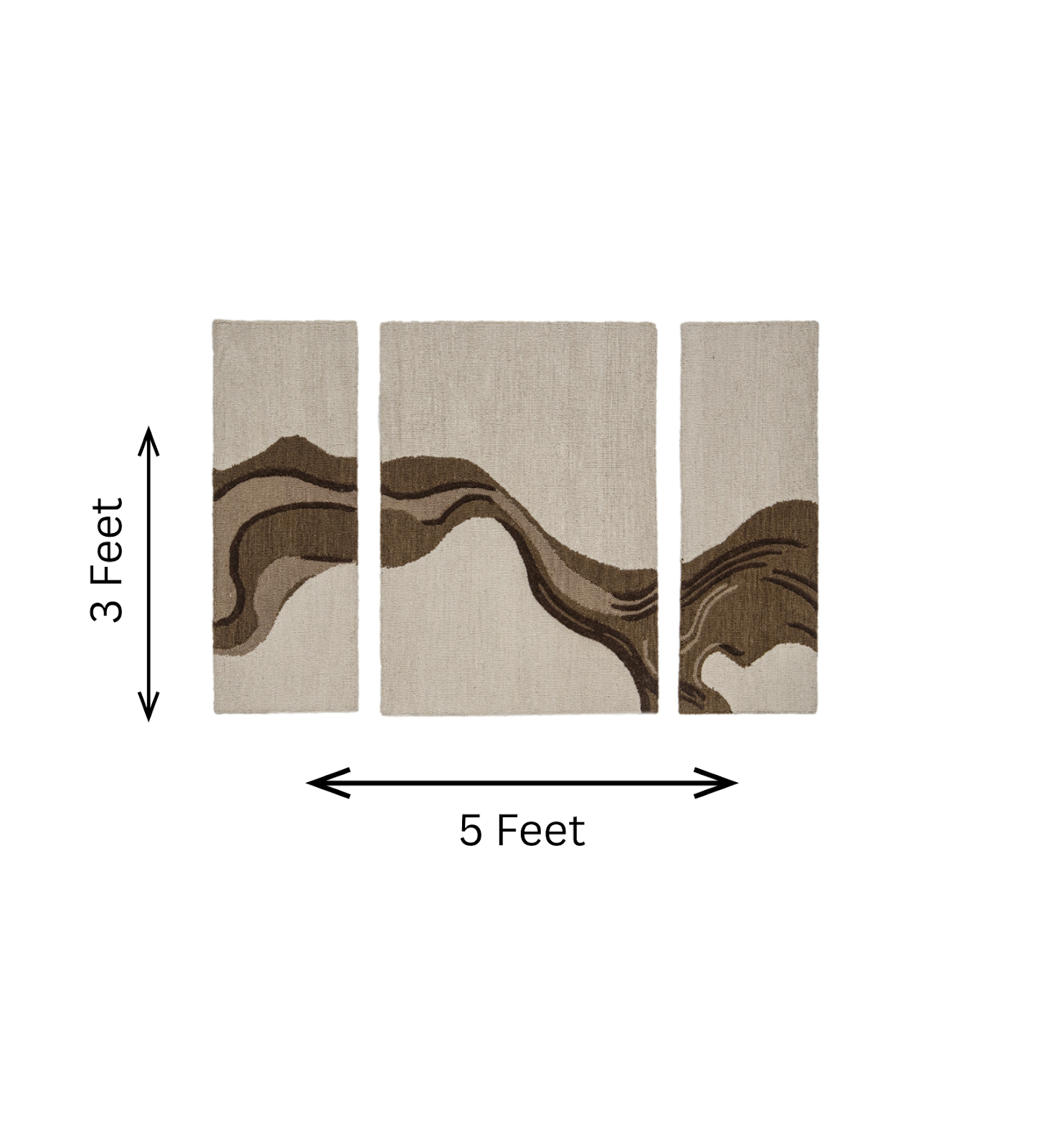Ivory & Brown Abstract Wave Wool Wall Art (3-Panel Set) 2