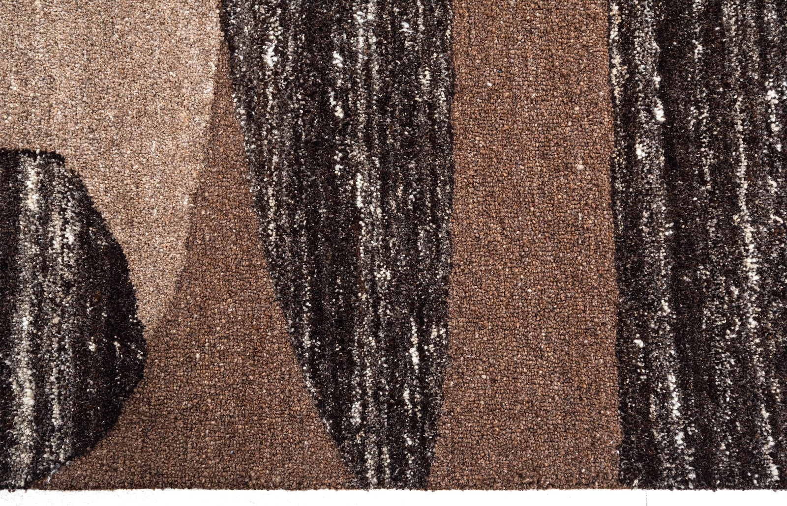 Brown, Beige & Black Abstract Organic Wool Rug — Square 8