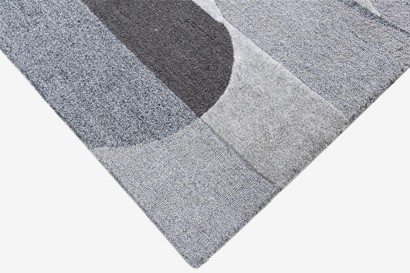 Silver Grey, Light Grey & Charcoal Abstract Wool Rug — Square 6