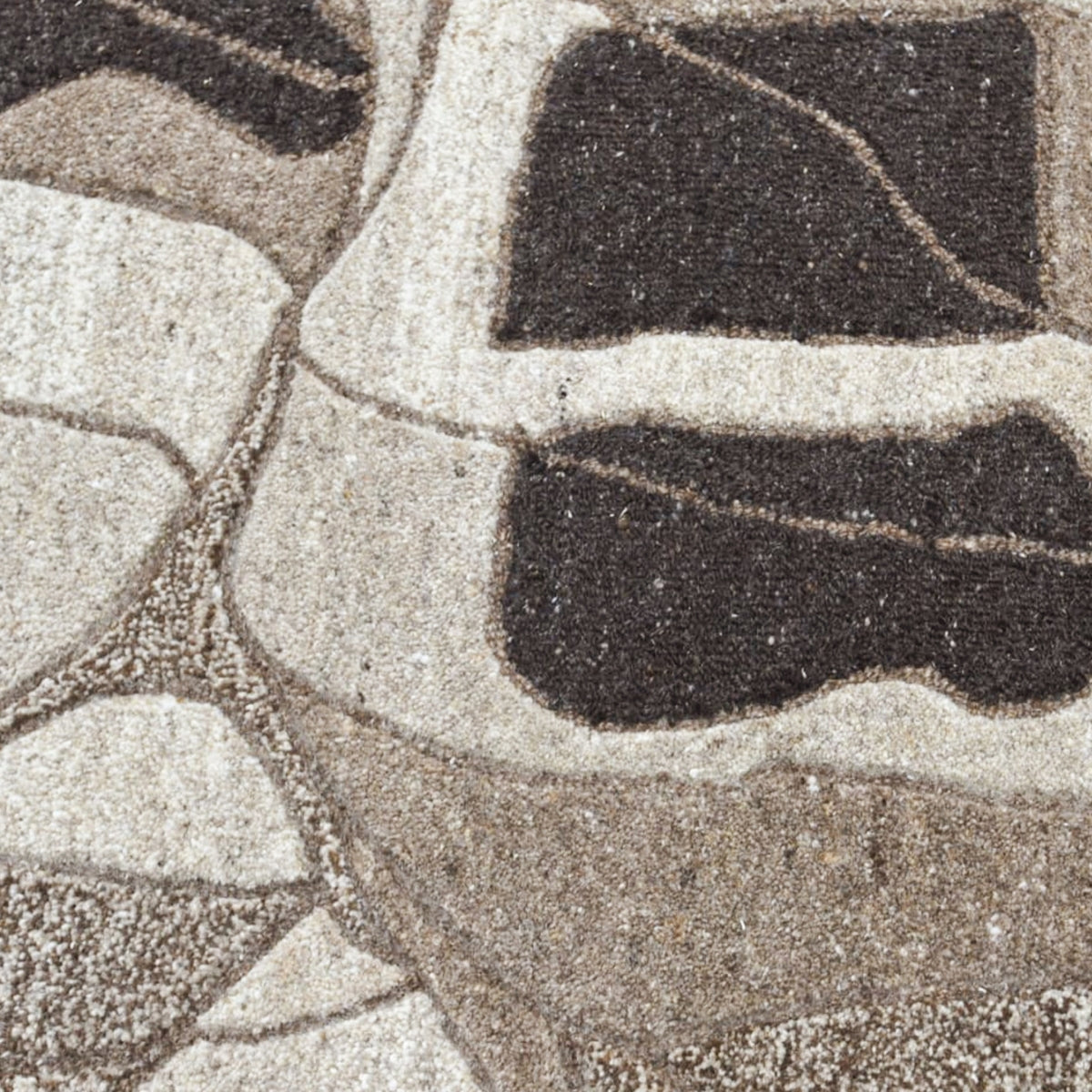 Beige & Ivory Abstract Organic Natural Wool Rug — Shaped 4