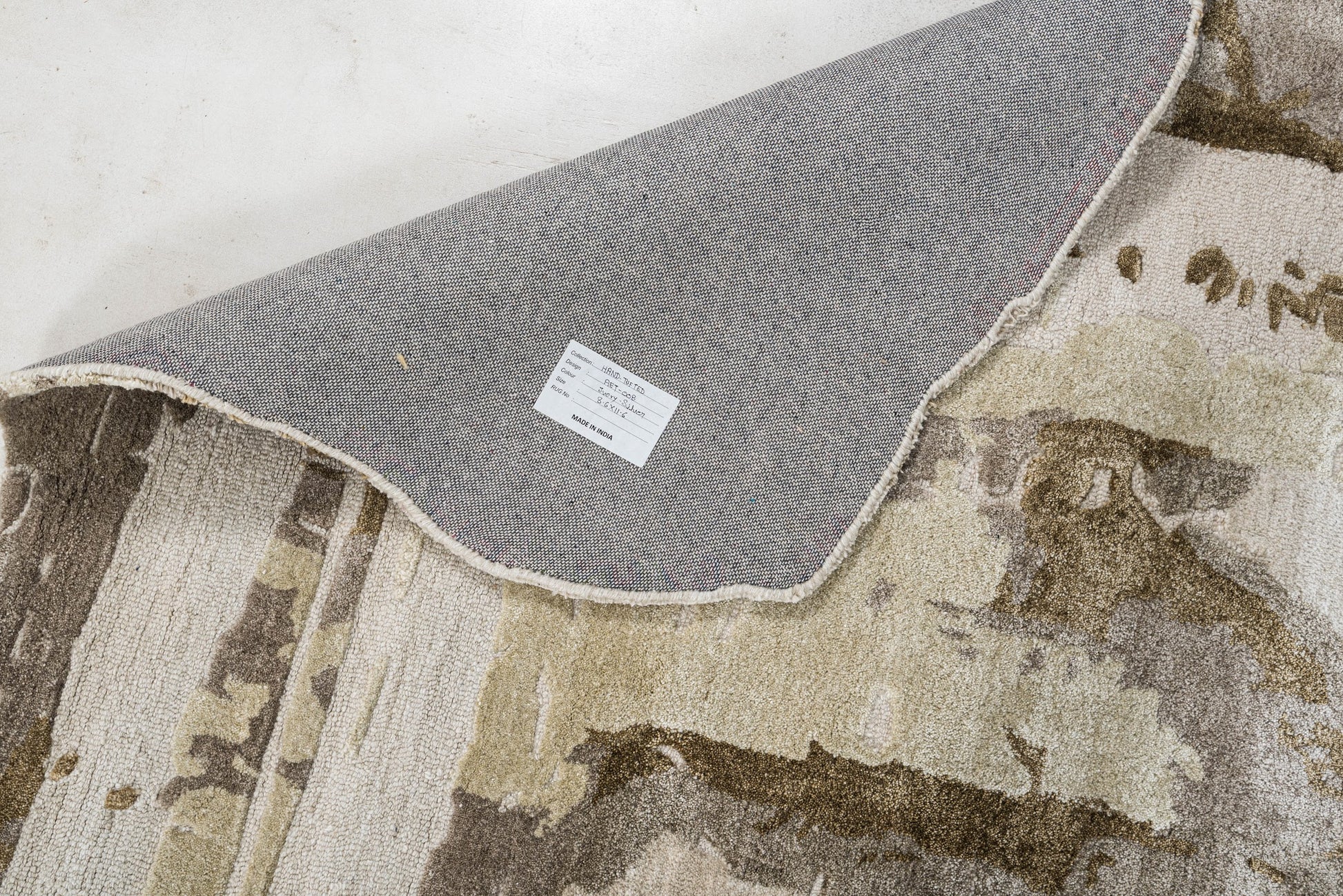 Ivory Silver handmade wool and silk rug