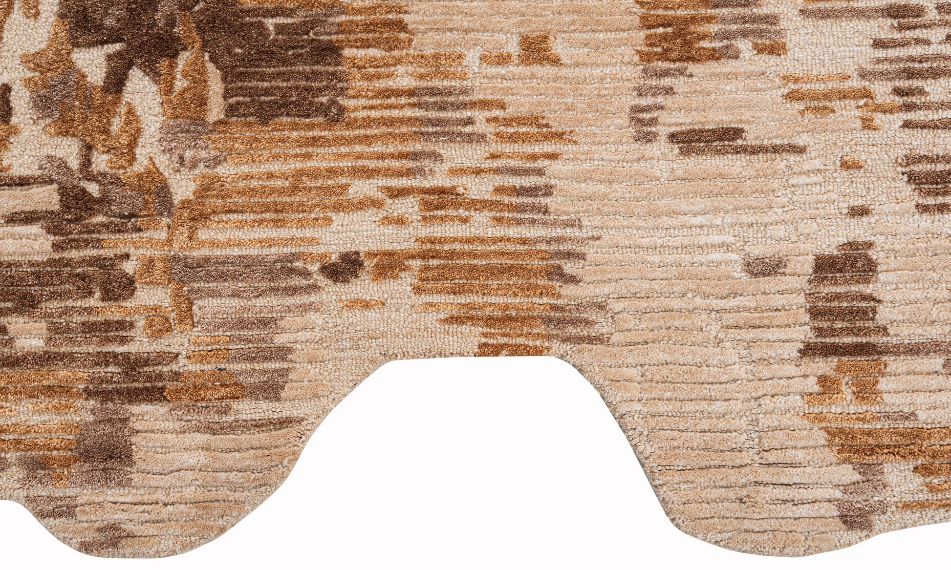 Beige Brown handmade wool and silk rug