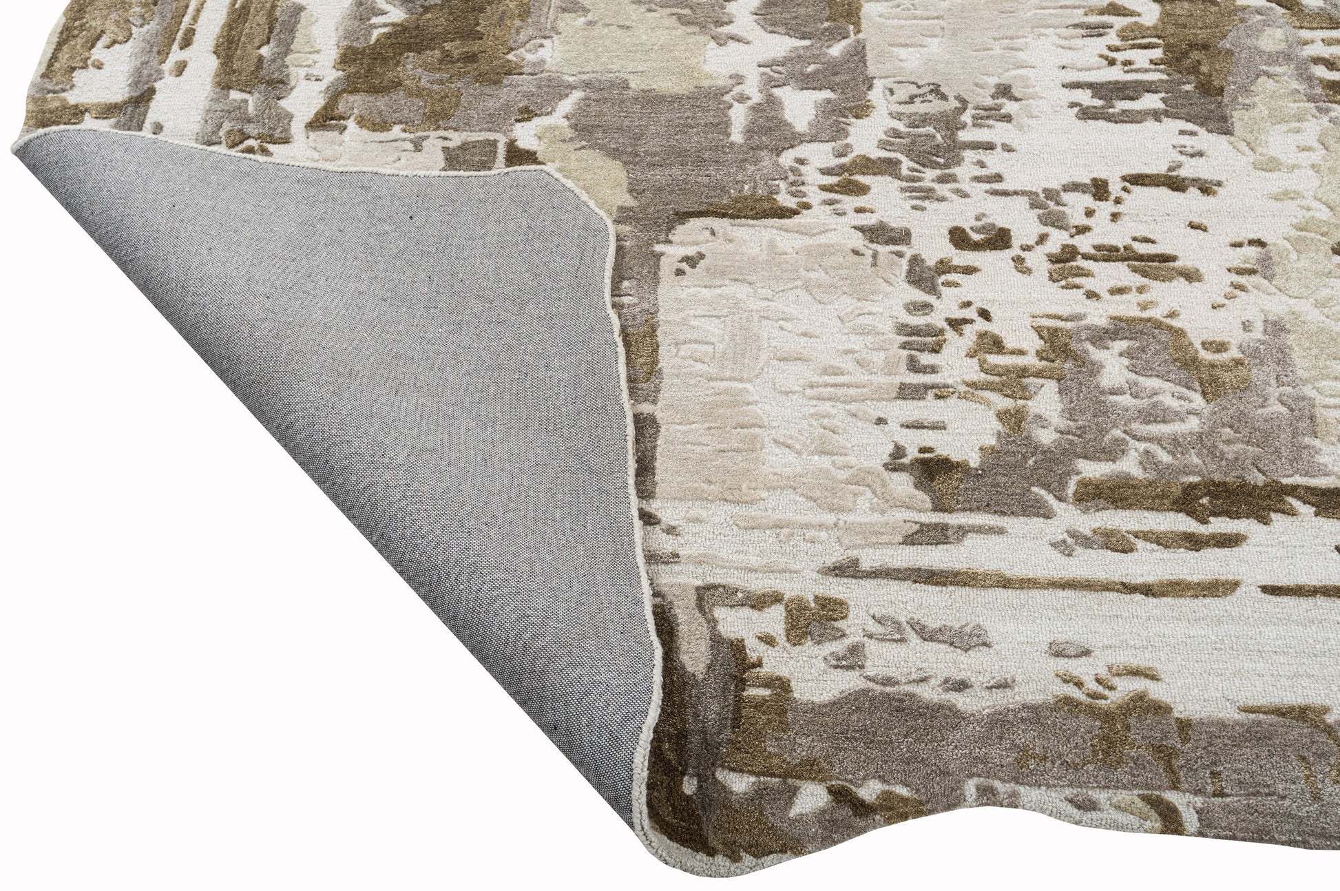 Ivory Silver handmade wool and silk rug
