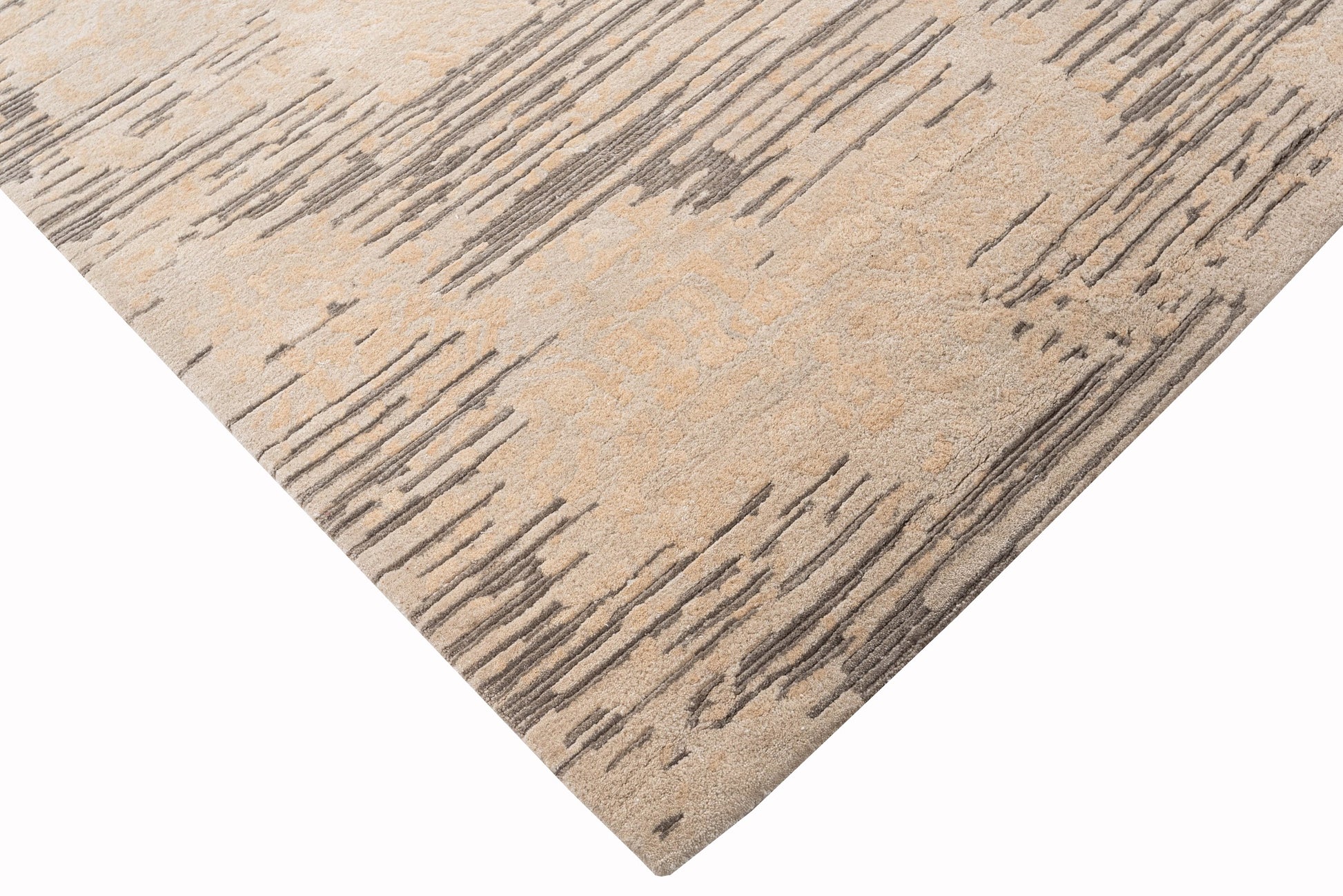 Ivory handmade wool and silk rug