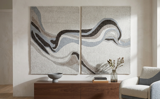 Ivory & Beige Linear Stripe Wool Wall Art 12