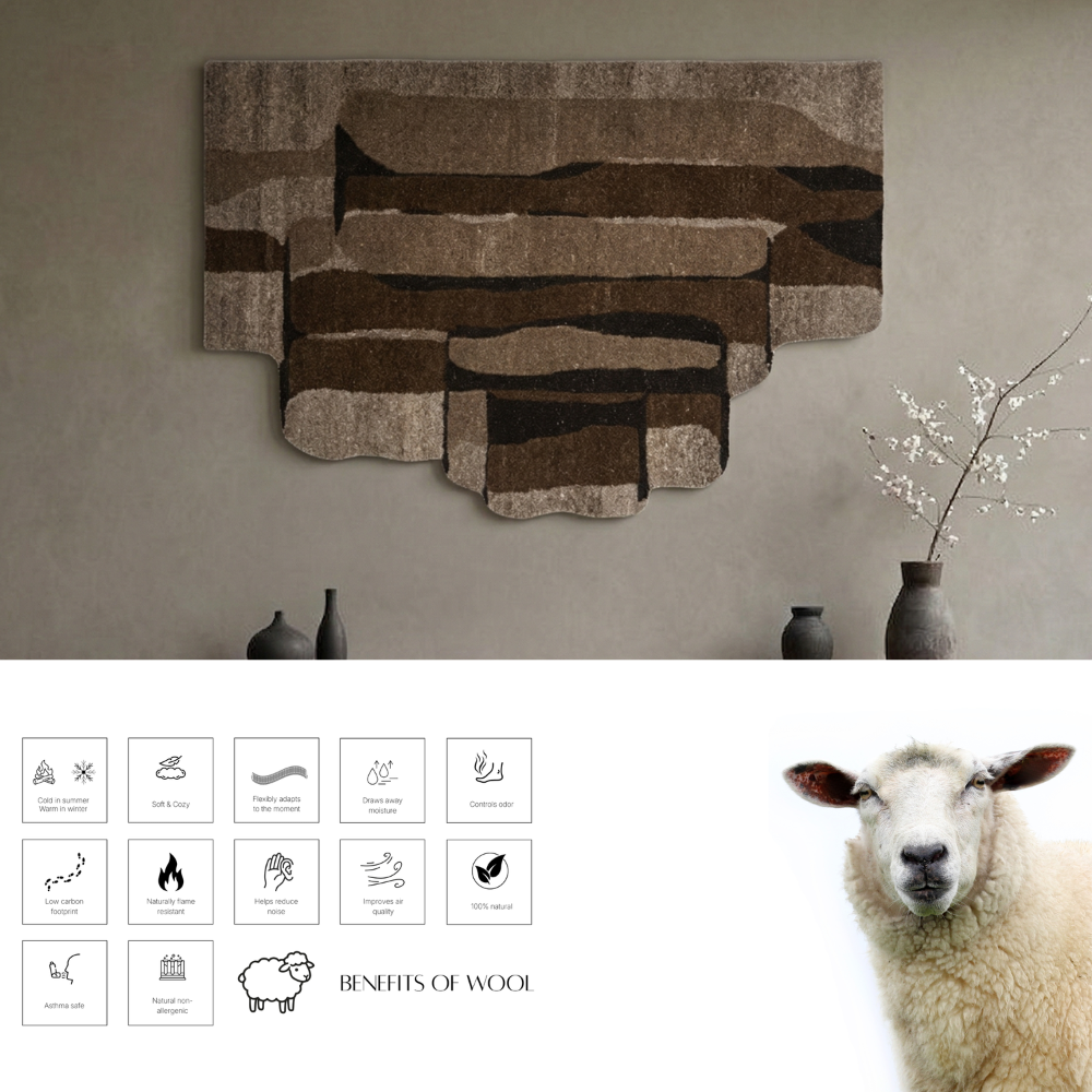 Brown & Beige Abstract Terraced Wool Wall Art 9
