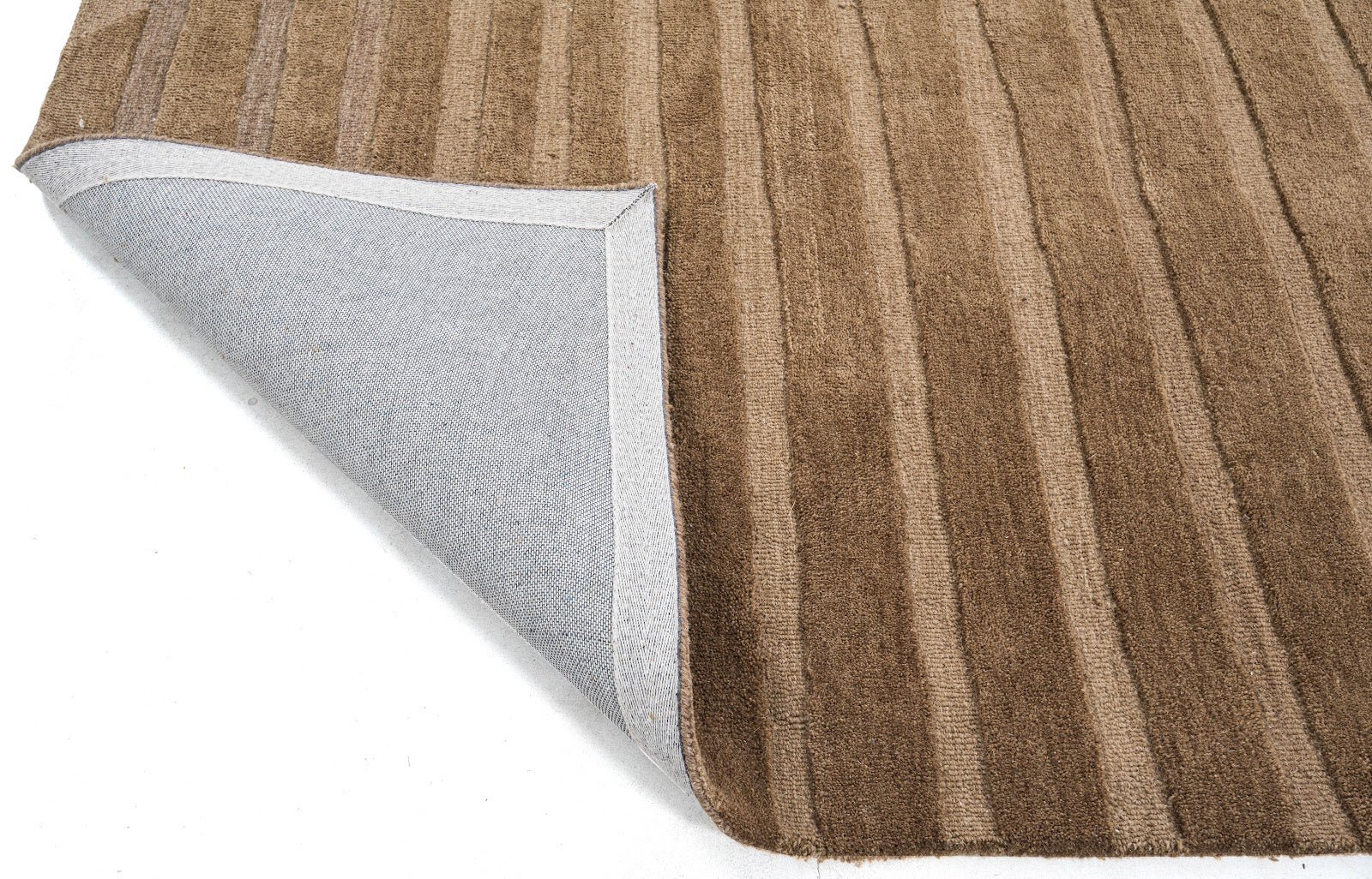 Brown & Tan Wave Stripe Wool Rug — Square 3