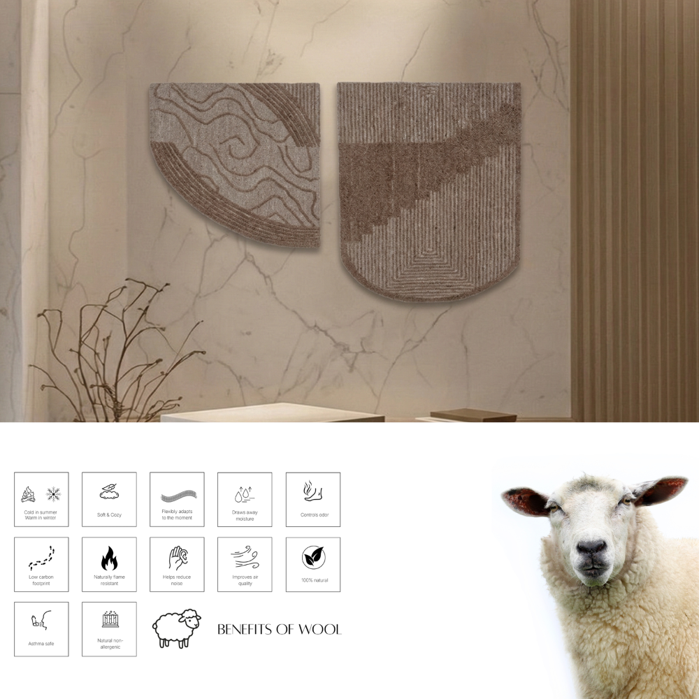 Beige & Taupe Swirl and Chevron Wool Wall Art (2-Panel Set) 9