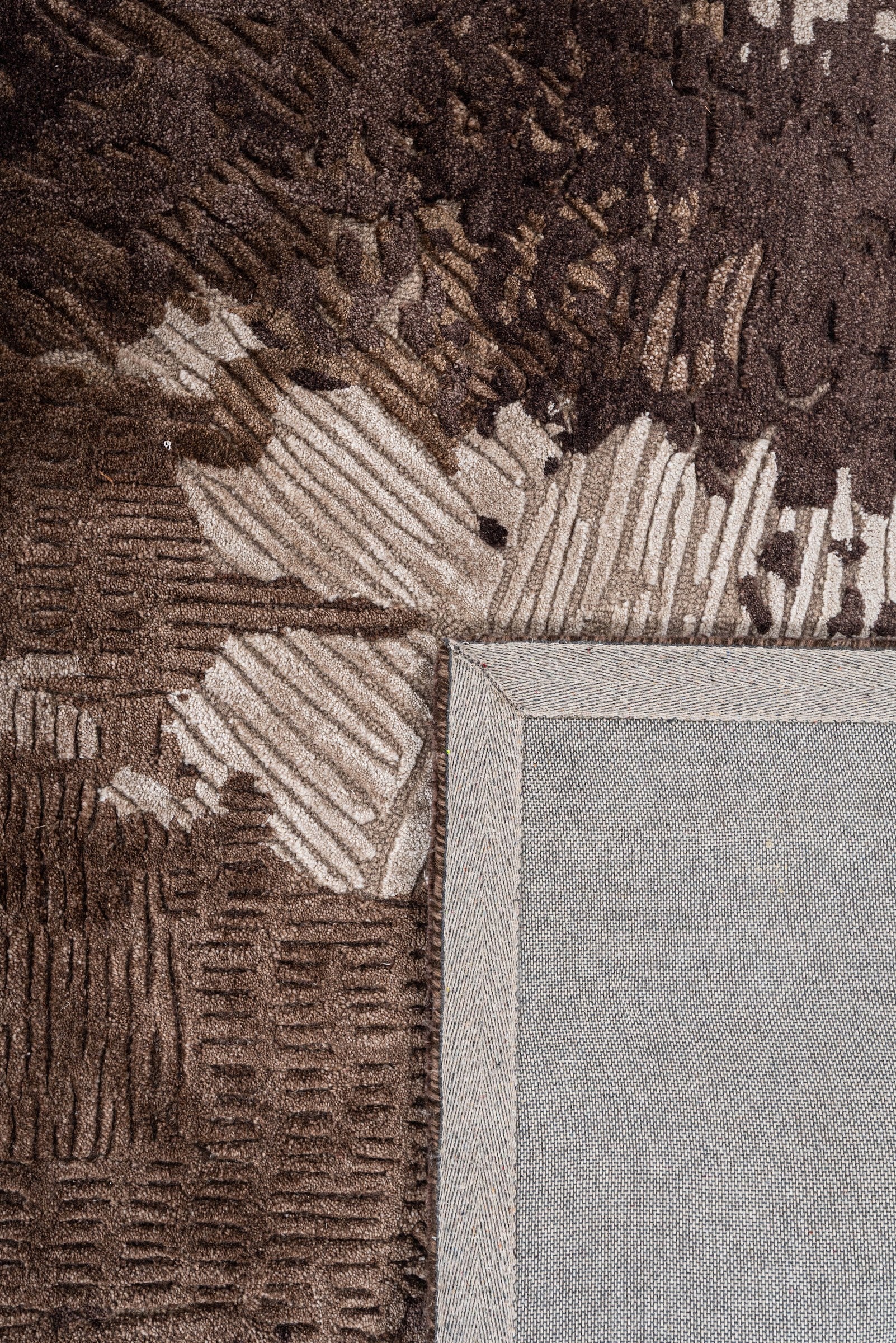Chocolate handmade wool and silk rug