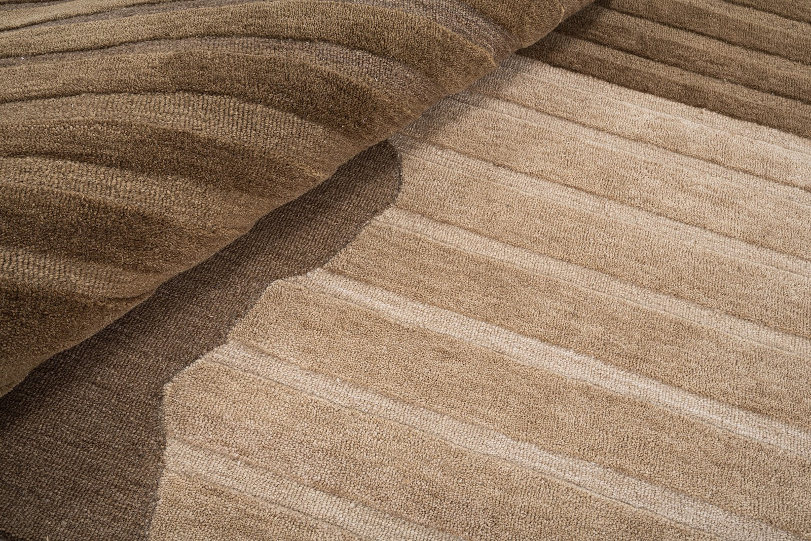 Brown & Tan Wave Stripe Wool Rug — Square 2
