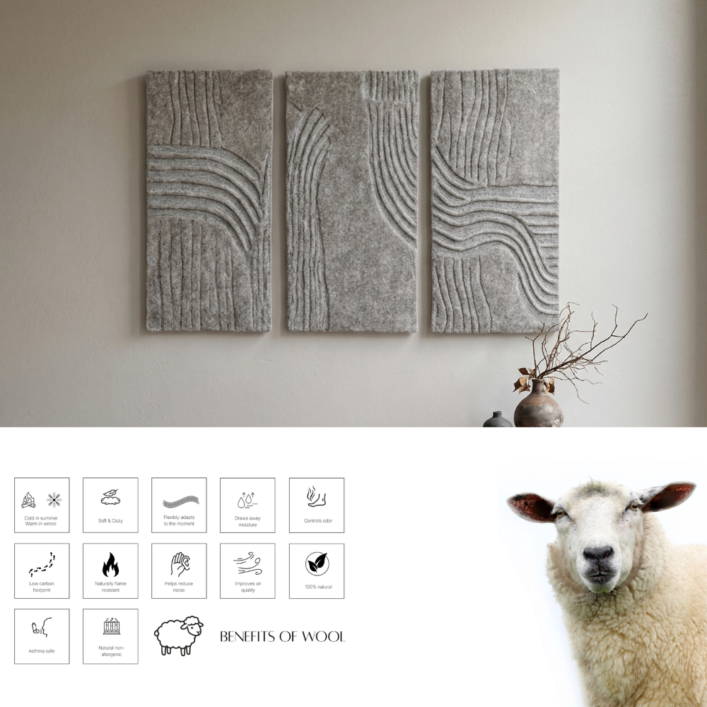 Blush Pink & Brown Modern Block Wool Wall Art 7
