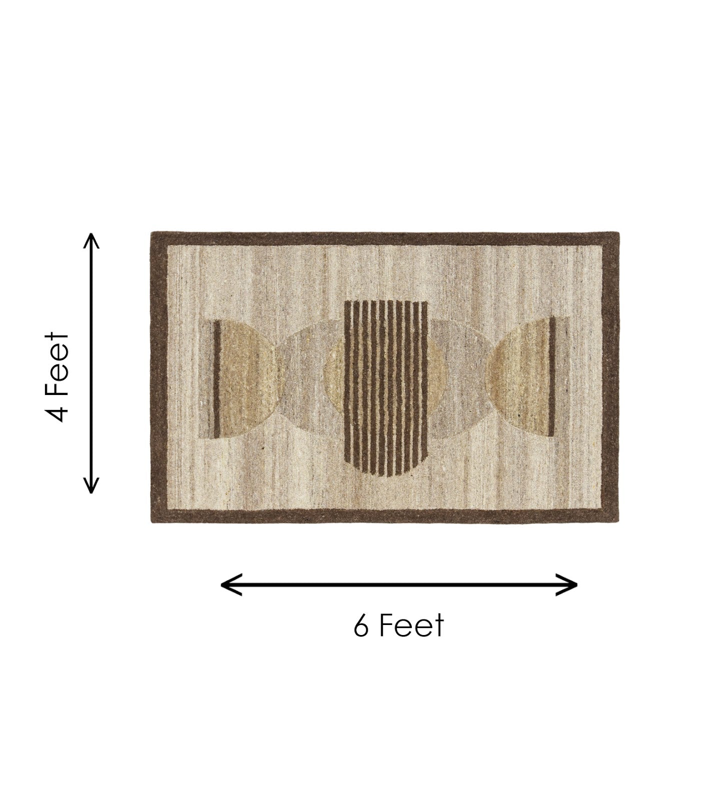 Ivory & Brown Circle Stripe Wool Wall Art with Border 8