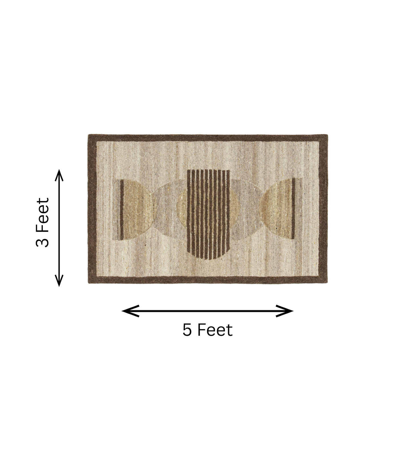 Ivory & Brown Circle Stripe Wool Wall Art with Border 2