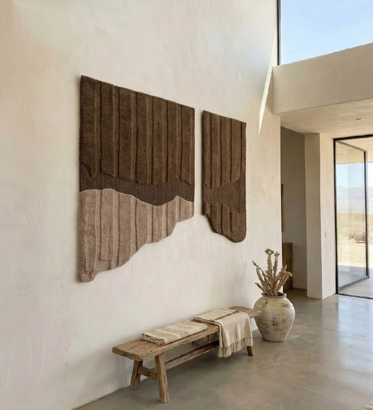 Brown & Tan Wave Stripe Wool Wall Art (2-Panel Set) 6