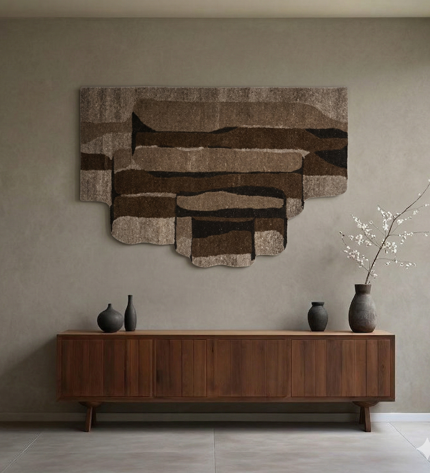 Brown & Beige Abstract Terraced Wool Wall Art 6