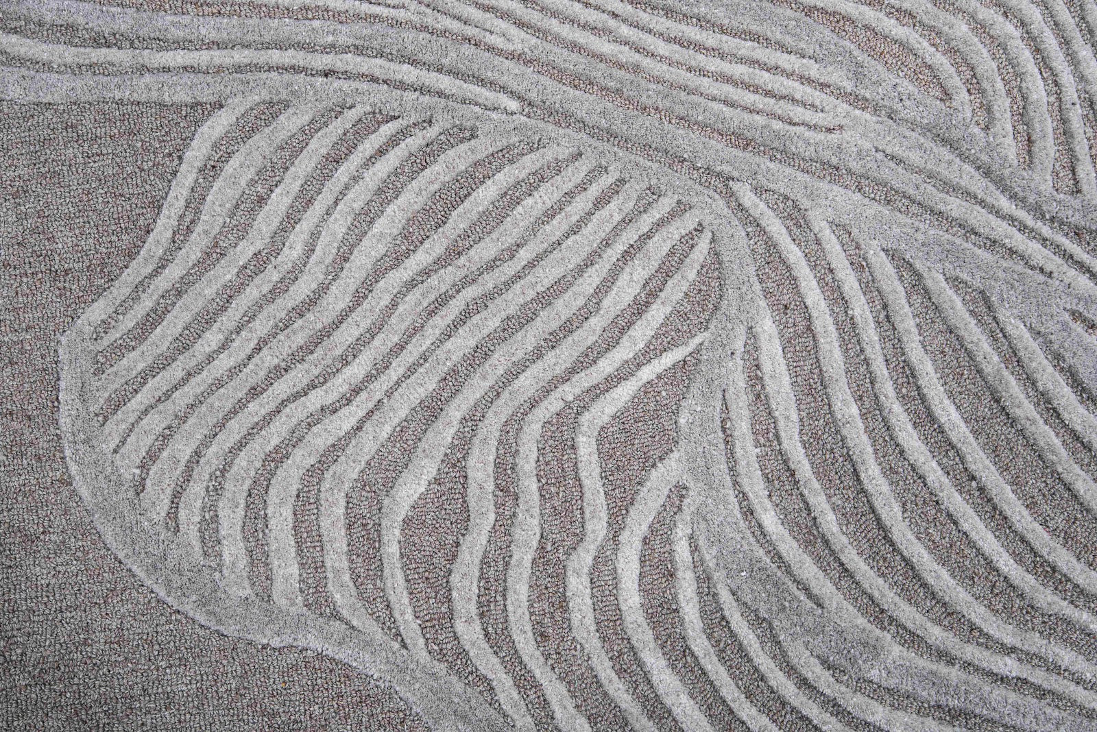 Ivory, Grey & Charcoal Abstract Flow Wool & Silk Rug — Round 4