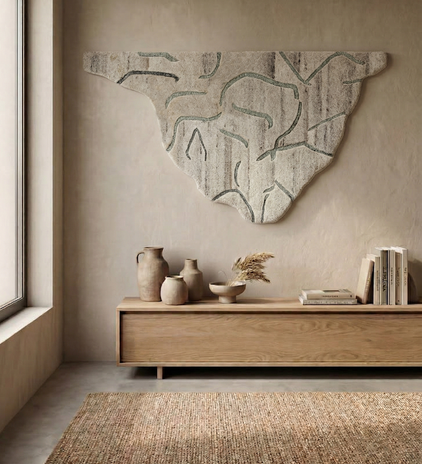 Ivory & Grey Abstract Branch Wool Wall Art 5