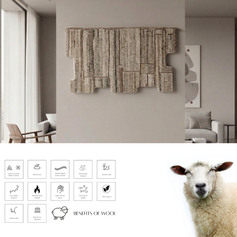 Ivory & Beige Linear Stripe Wool Wall Art 8