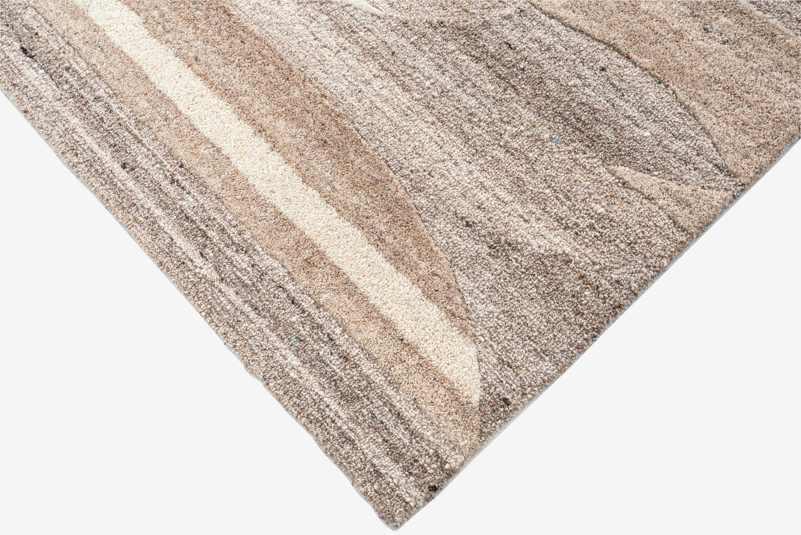 Ivory, Beige & Brown Geometric Border Wool Rug — Square 6