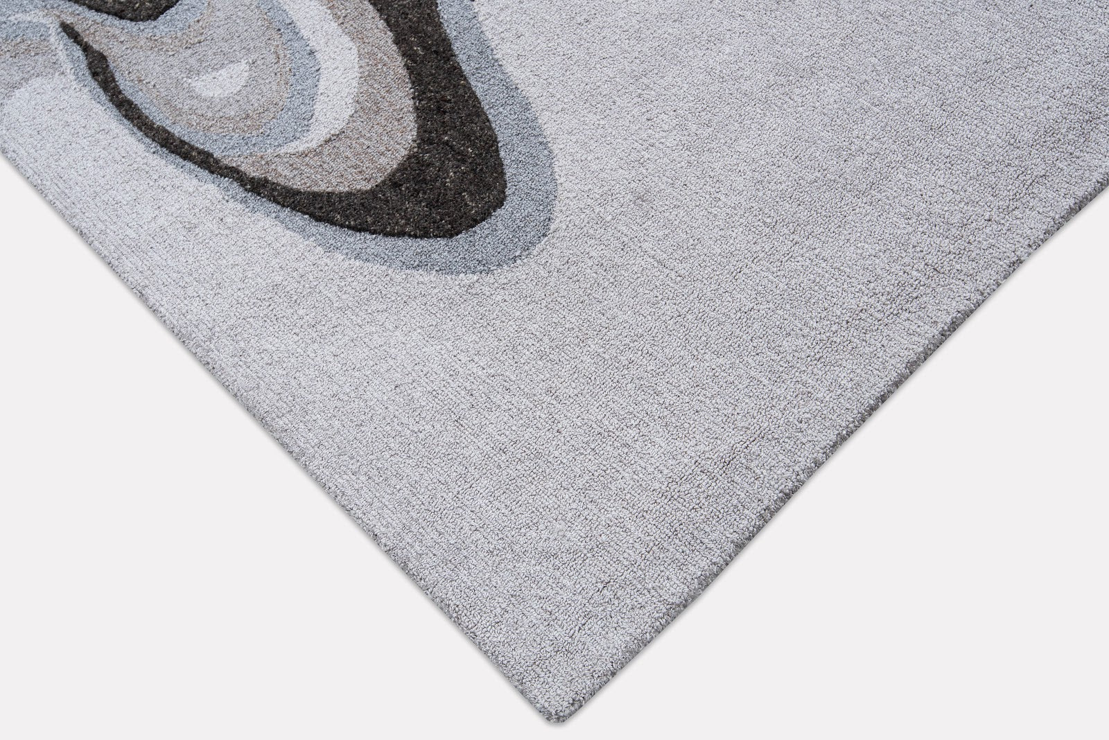 Ivory, Grey & Charcoal Abstract Flow Wool & Silk Rug — Square 4