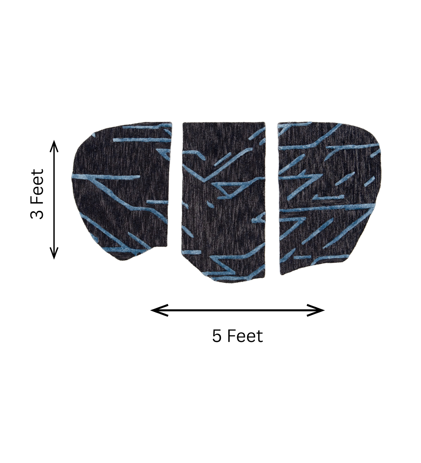 Charcoal Grey & Teal Abstract Line Wool Silk Wall Art (3-Panel Set) 2