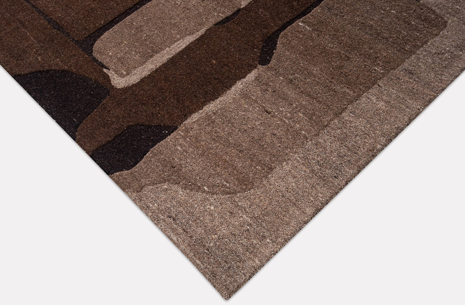 Brown, Taupe & Black Abstract Geometric Wool Rug — Square 5