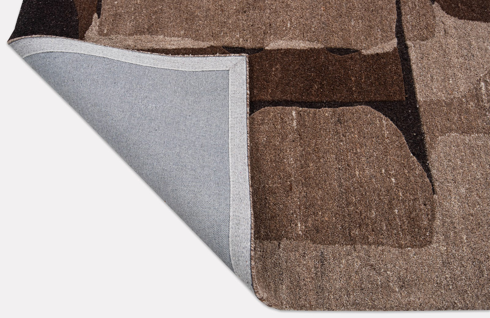 Brown, Taupe & Black Abstract Geometric Wool Rug — Square 4