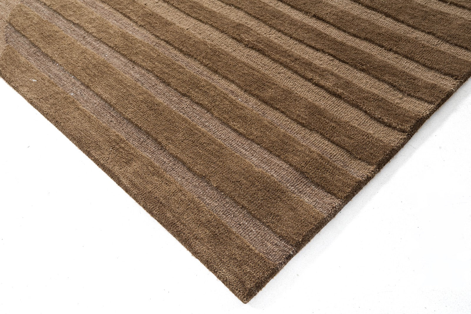 Brown & Tan Wave Stripe Wool Rug — Square 4